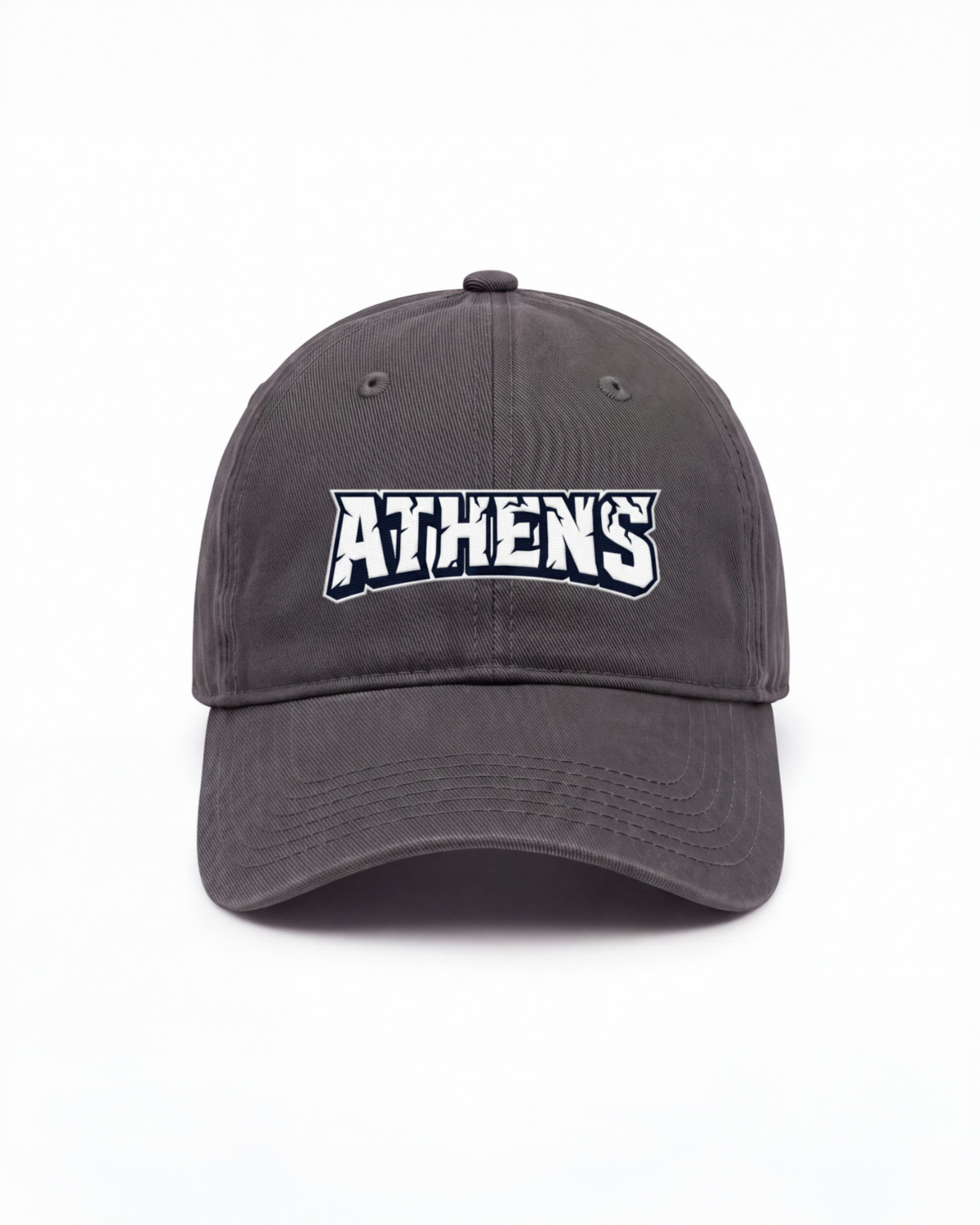 Gray Athens Navy Wordmark Logo Hat