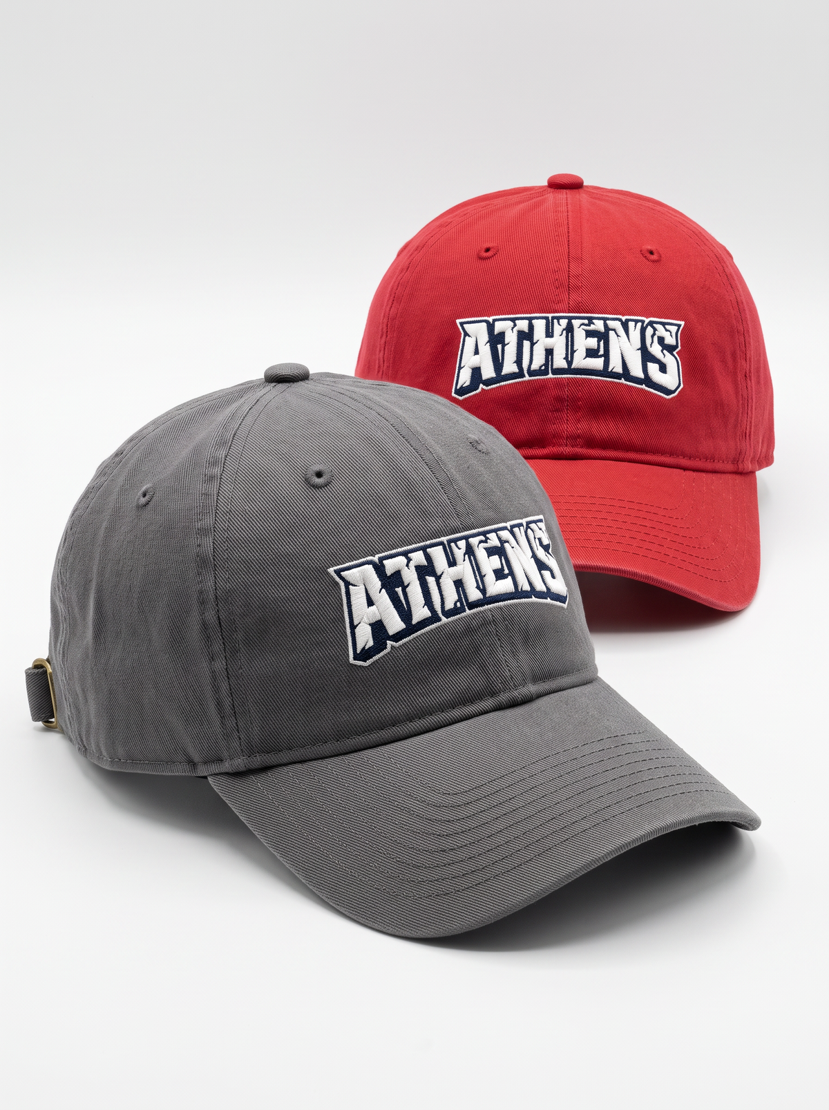 Gray Athens Navy Wordmark Logo Hat