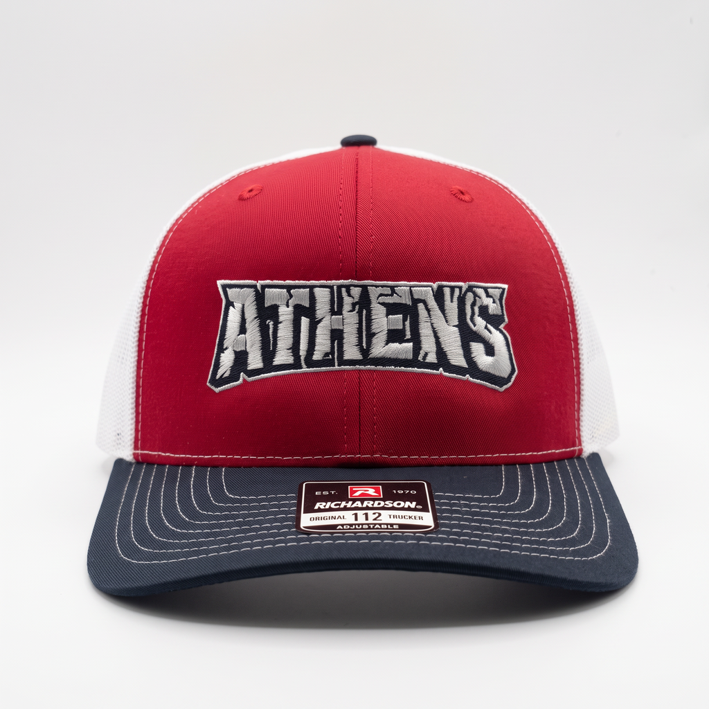 Athens Prim Navy Wordmark Red/White Trucker