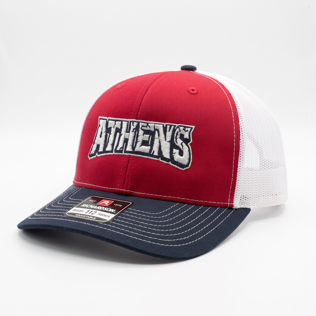 Athens Prim Navy Wordmark Red/White Trucker