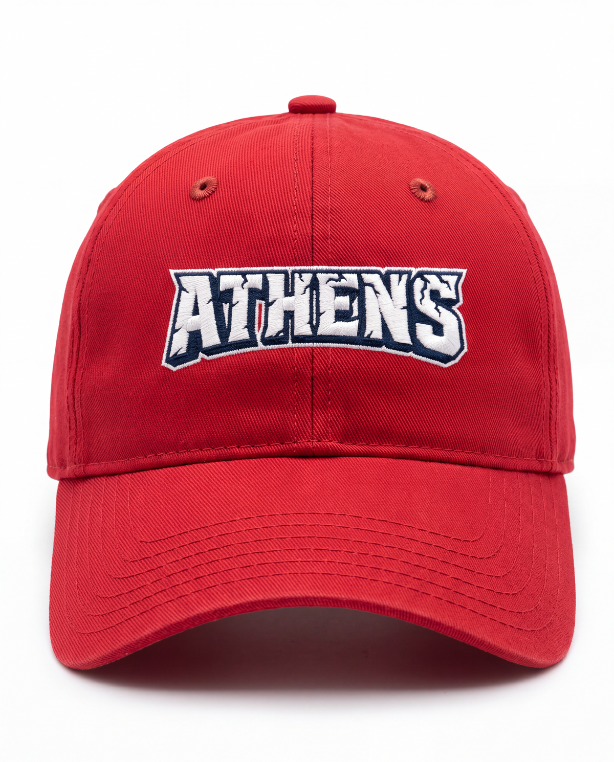 Red Athens Navy Wordmark Logo Hat
