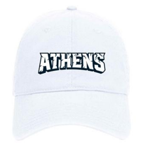 White Athens Navy Wordmark Logo Hat